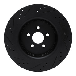 R1 19-24 Ford Edge Rear Right Drilled & Slotted Black Brake Rotor