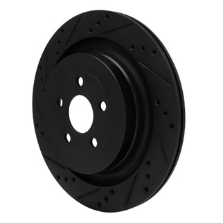 R1 19-24 Ford Edge Rear Left Drilled & Slotted Black Brake Rotor