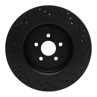 R1 19-24 Ford Edge Rear Left Drilled & Slotted Black Brake Rotor