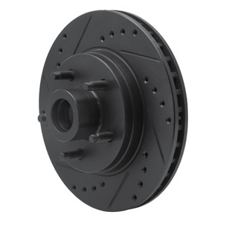 R1 84-87 Lincoln CONTINENTAL Front Left Drilled & Slotted Black Brake Rotor