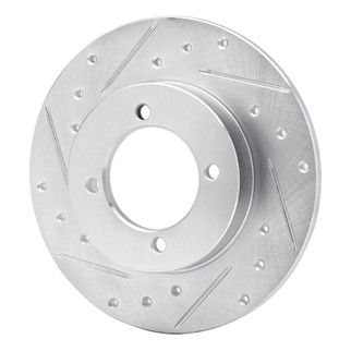 R1 74-75 Nissan 710 Front Left Drilled & Slotted Silver Brake Rotor