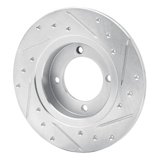 R1 74-75 Nissan 710 Front Left Drilled & Slotted Silver Brake Rotor