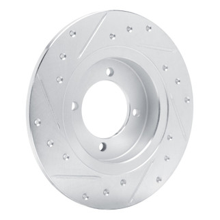 R1 75-82 Nissan 610 Front Right Drilled & Slotted Silver Brake Rotor
