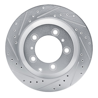 R1 19-23 Porsche CAYENNE Rear Left Drilled & Slotted Silver Brake Rotor