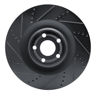 R1 21-25 Ford Mustang Mach-E Front Left Drilled & Slotted Black Brake Rotor