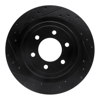 R1 21-25 Ford F-150 4WD Rear Left Drilled & Slotted Black Brake Rotor