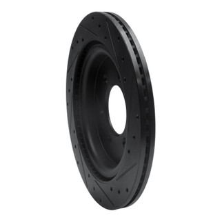 R1 21-25 Ford F-150 4WD Rear Left Drilled & Slotted Black Brake Rotor