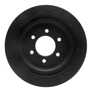 R1 21-25 Ford F-150 RWD Rear Right Drilled & Slotted Black Brake Rotor