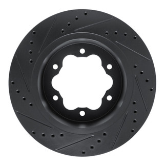 R1 20-25 Ford Transit-350 HD/DRW Rear Right Drilled & Slotted Black Brake Rotor