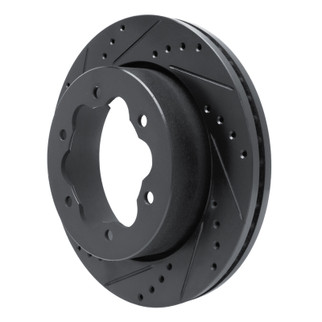 R1 20-25 Ford Transit-350 HD/DRW Rear Left Drilled & Slotted Black Brake Rotor