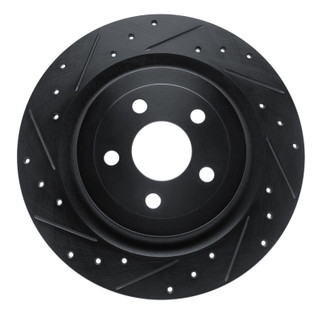 R1 21-25 Ford Mustang Mach-E Rear Left Drilled & Slotted Black Brake Rotor
