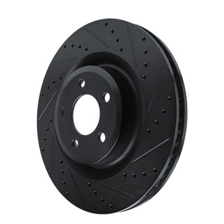 R1 20-25 Ford Explorer Front Right Drilled & Slotted Black Brake Rotor