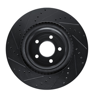 R1 20-25 Ford Explorer Front Right Drilled & Slotted Black Brake Rotor