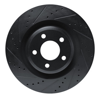 R1 20-25 Ford Explorer Front Left Drilled & Slotted Black Brake Rotor