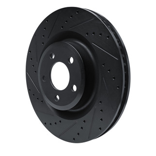 R1 20-25 Ford Explorer Front Left Drilled & Slotted Black Brake Rotor