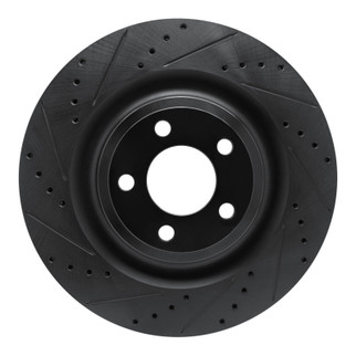 R1 20-25 Ford Explorer Rear Left Drilled & Slotted Black Brake Rotor