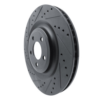 R1 20-25 Ford Explorer Rear Left Drilled & Slotted Black Brake Rotor