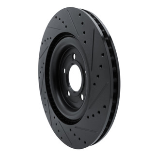 R1 20-25 Ford Explorer Rear Left Drilled & Slotted Black Brake Rotor