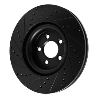 R1 20-25 Ford Explorer Front Right Drilled & Slotted Black Brake Rotor