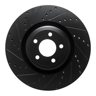 R1 20-25 Ford Police Interceptor Utility Front Left Drilled & Slotted Black Brake Rotor