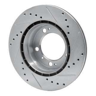 R1 97-04 Porsche Boxster Rear Left Drilled & Slotted Silver Brake Rotor
