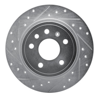R1 99-10 Saab 9-5 Rear Left Drilled & Slotted Silver Brake Rotor