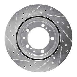 R1 91-97 Porsche 911 Left Rear Drilled & Slotted Silver Brake Rotor