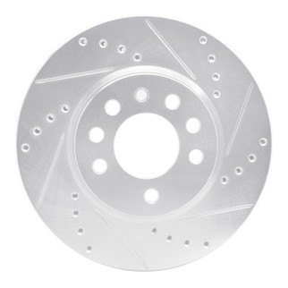 R1 94-96 Saab 900 Front Right Drilled & Slotted Silver Brake Rotor