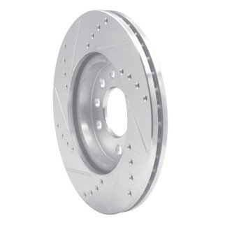 R1 94-96 Saab 900 Front Right Drilled & Slotted Silver Brake Rotor