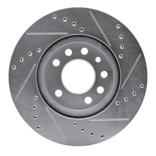 R1 94-96 Saab 900 Front Left Drilled & Slotted Silver Brake Rotor