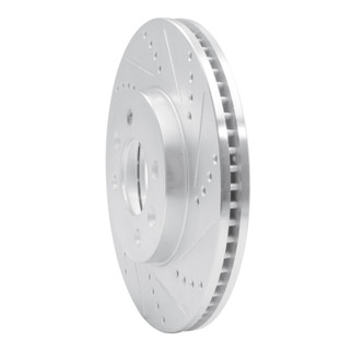 R1 88-98 Saab 9000 Front Right Drilled & Slotted Silver Brake Rotor