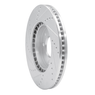 R1 88-98 Saab 9000 Front Right Drilled & Slotted Silver Brake Rotor