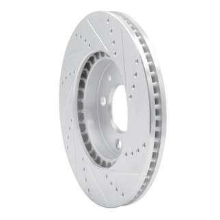 R1 88-98 Saab 9000 Front Left Drilled & Slotted Silver Brake Rotor