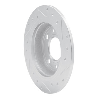 R1 86-98 Saab 9000 Rear Left Drilled & Slotted Silver Brake Rotor