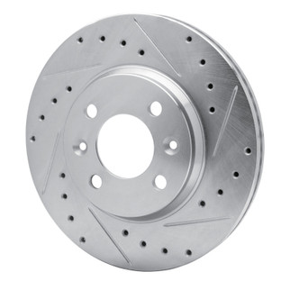 R1 87-93 Saab 900 Front Right Drilled & Slotted Silver Brake Rotor