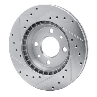 R1 87-93 Saab 900 Front Right Drilled & Slotted Silver Brake Rotor
