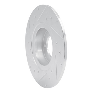 R1 62-80 MG MGB Front Right Drilled & Slotted Silver Brake Rotor