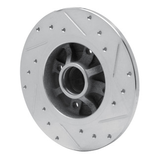 R1 76-84 Porsche 924 Front Left Drilled & Slotted Silver Brake Rotor