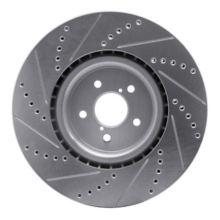 R1 03-25 Subaru BRZ Front Right Drilled & Slotted Silver Brake Rotor