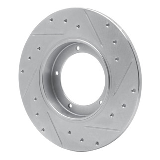 R1 65-76 Porsche 911 Front Left Drilled & Slotted Silver Brake Rotor