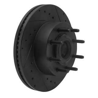 R1 11-25 Ford F-350 Super Duty 2WD Front Right Drilled & Slotted Black Brake Rotor