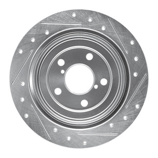 R1 90-08 Saab 9-2X Rear Left Drilled & Slotted Silver Brake Rotor
