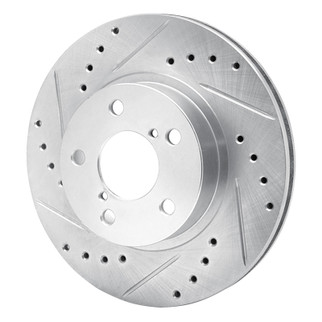 R1 90-01 Subaru Impreza Front Left Drilled & Slotted Silver Brake Rotor