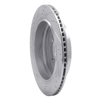 R1 05-07 Land Rover LR3 Rear Right Drilled & Slotted Silver Brake Rotor