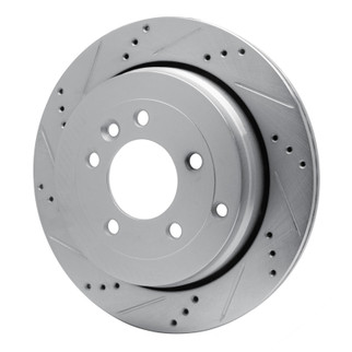 R1 05-07 Land Rover LR3 Rear Left Drilled & Slotted Silver Brake Rotor