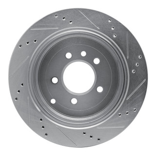 R1 05-07 Land Rover LR3 Rear Left Drilled & Slotted Silver Brake Rotor