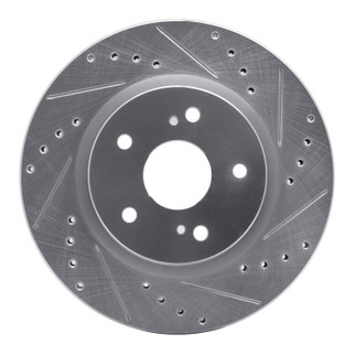 R1 06-17 Suzuki Grand Vitara Front Right Drilled & Slotted Silver Brake Rotor