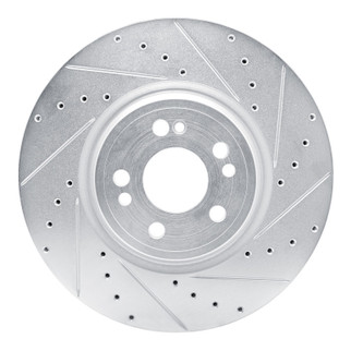 R1 20-25 Mercedes-Benz GLE350 Front Right Drilled & Slotted Silver Brake Rotor