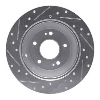 R1 10-21 Hyundai Santa Fe Rear Right Drilled & Slotted Silver Brake Rotor