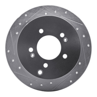 R1 01-16 Hyundai Santa Fe Rear Left Drilled & Slotted Silver Brake Rotor